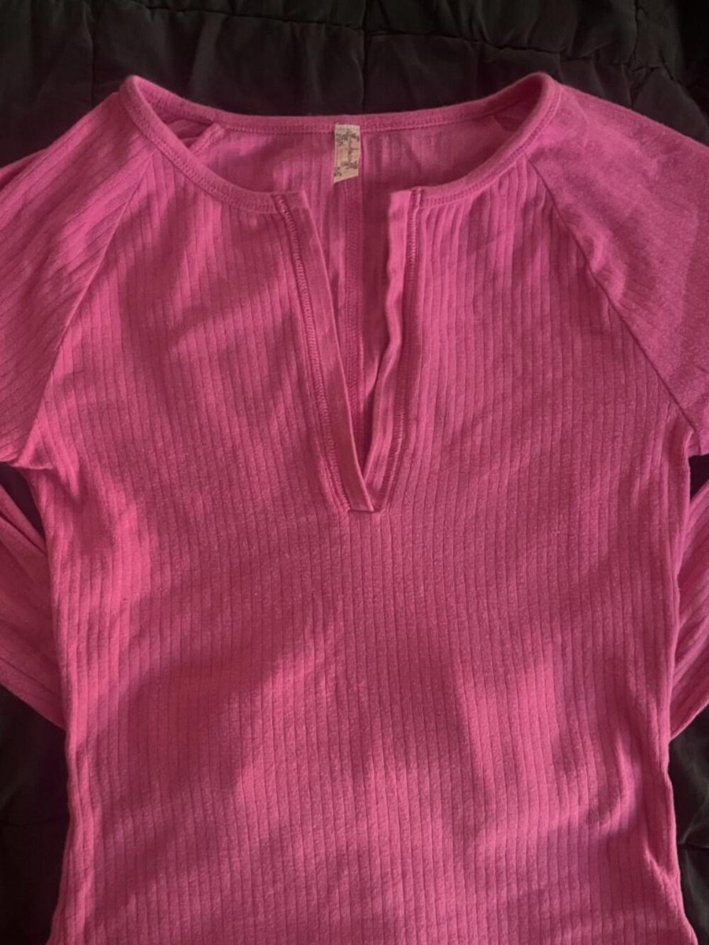 Free People pink v-neck long sleeve shirt